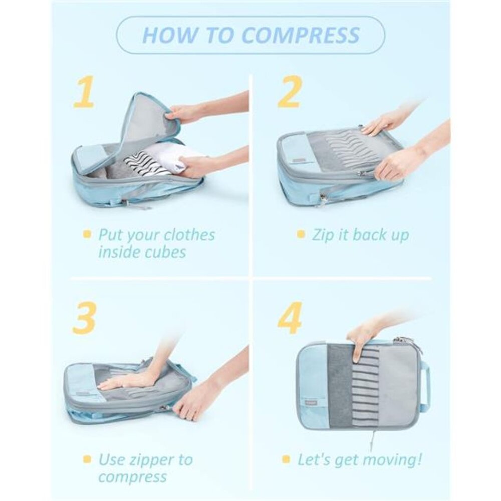 6 Set /4 Set/2 Set Compression Packing Cubes for Travel, Lightweight - Picture 5 of 7